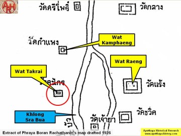 Detail of Phra Boran Rachathanin's 1926 map