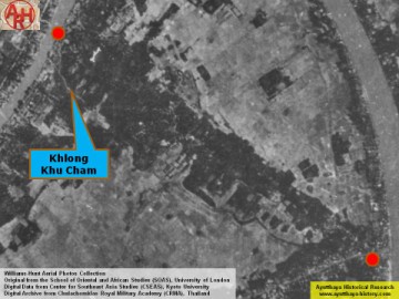 Khlong Khu Cham on a 1945 aerial map