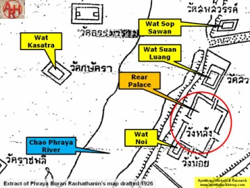 The Rear Palace on Phrya Boran Rachathanin's map