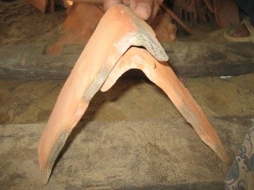 Flat tiles with hook - ridge