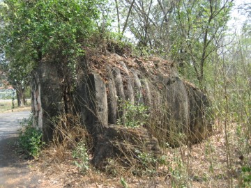 Toppled chedi-umbrella in situ