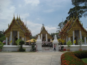 View of the ubosot and adjacent vihara