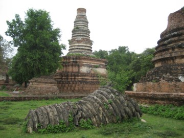 Toppled umbrella of a chedi