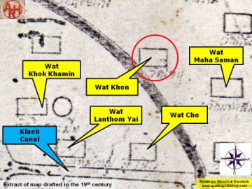 Detail of a 19th century map - map is orientated S-N