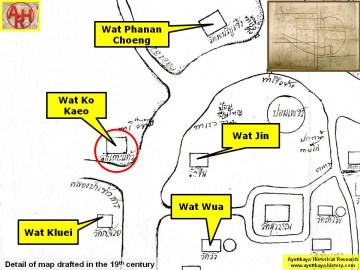 Detail of a 19th century map - map is orientated S-N