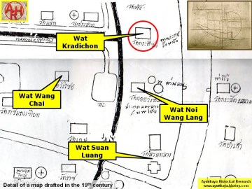 Wat Kradichon on a 19th century map
