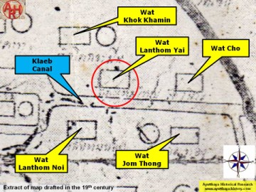 Detail of a 19th century map - map is orientated S-N.