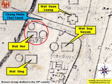 Detail of a 19th century map - map is orientated S-N