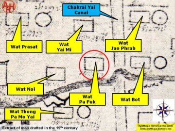 Detail of a 19th century map - map is orientated S-N