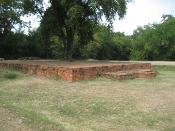 Restored brick foundation of Wat Pho Phueak