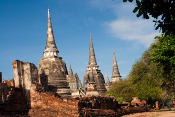 View of the three chedi from the northeast