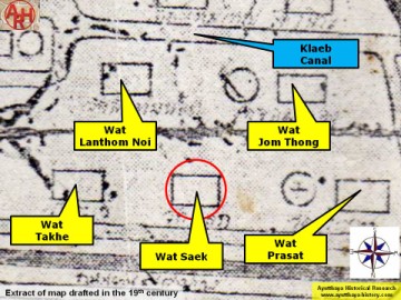 Detail of a 19th century map - map is orientated S-N