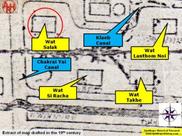 Detail of a 19th century map - map is orientated S-N