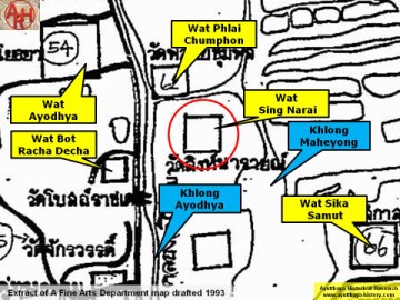 Detail of a 1993 Fine Arts Department map