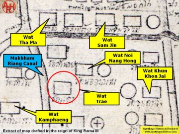 Detail of a 19th century map - map is orientated S-N