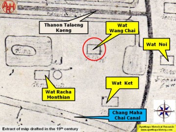 Detail of a 19th century map - map is orientated S-N